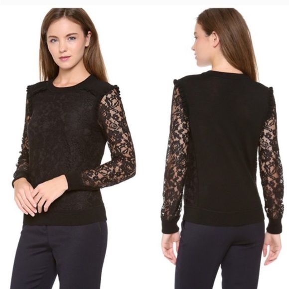 Tory Burch Dina merino black lace sweater - Picture 1 of 6